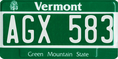 VT license plate AGX583