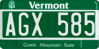 VT license plate AGX585
