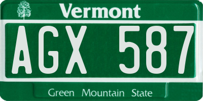 VT license plate AGX587
