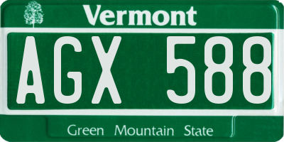VT license plate AGX588