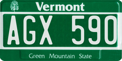 VT license plate AGX590