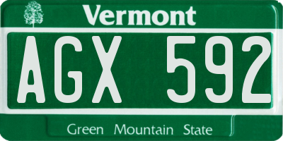 VT license plate AGX592
