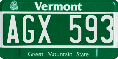 VT license plate AGX593