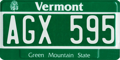 VT license plate AGX595