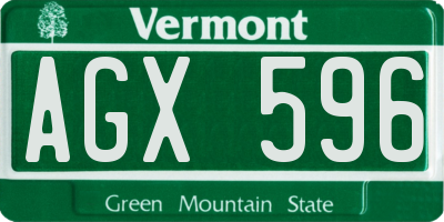 VT license plate AGX596