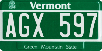 VT license plate AGX597