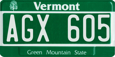 VT license plate AGX605