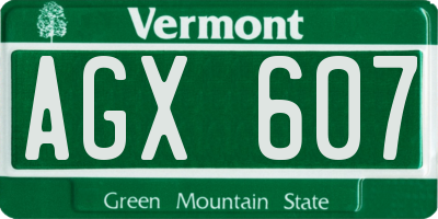 VT license plate AGX607