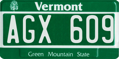 VT license plate AGX609