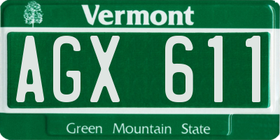 VT license plate AGX611