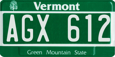 VT license plate AGX612