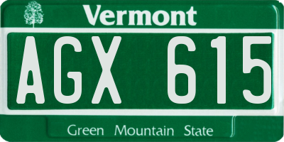 VT license plate AGX615