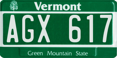 VT license plate AGX617