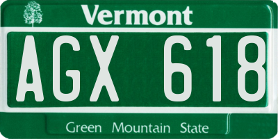 VT license plate AGX618