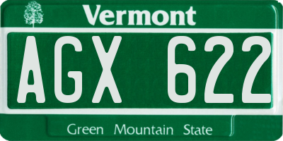 VT license plate AGX622