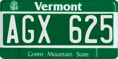 VT license plate AGX625