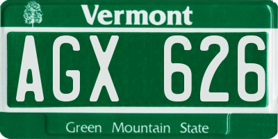 VT license plate AGX626