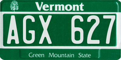 VT license plate AGX627