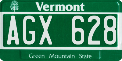 VT license plate AGX628