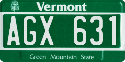 VT license plate AGX631
