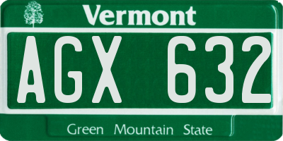 VT license plate AGX632