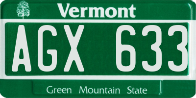 VT license plate AGX633