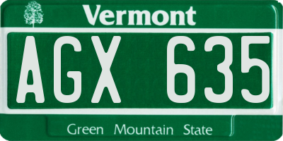 VT license plate AGX635