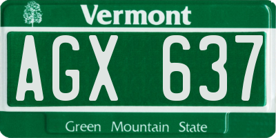 VT license plate AGX637