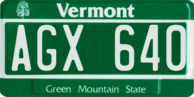 VT license plate AGX640