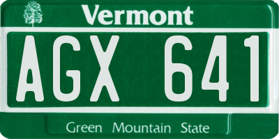 VT license plate AGX641