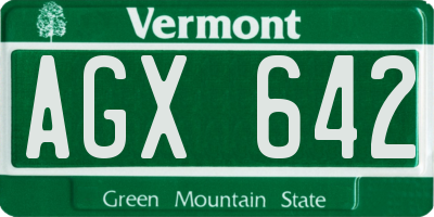 VT license plate AGX642