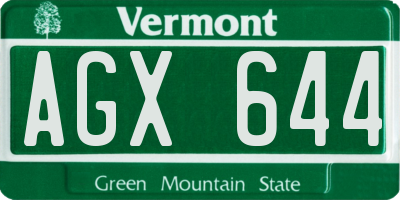 VT license plate AGX644