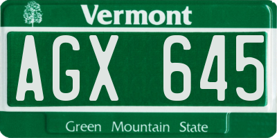 VT license plate AGX645