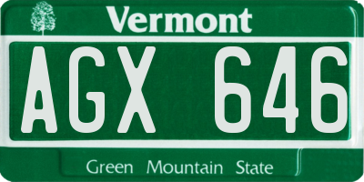 VT license plate AGX646