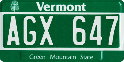 VT license plate AGX647