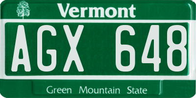 VT license plate AGX648