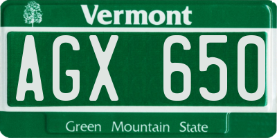 VT license plate AGX650