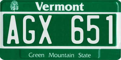 VT license plate AGX651