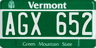VT license plate AGX652