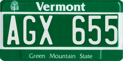 VT license plate AGX655