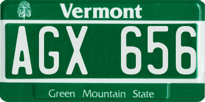 VT license plate AGX656