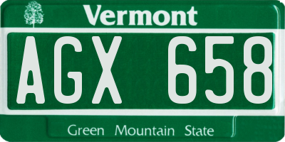 VT license plate AGX658