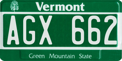 VT license plate AGX662