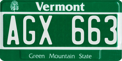 VT license plate AGX663