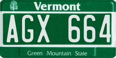 VT license plate AGX664
