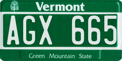VT license plate AGX665