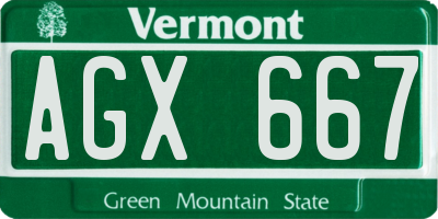 VT license plate AGX667