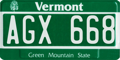 VT license plate AGX668