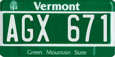 VT license plate AGX671