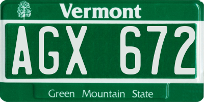 VT license plate AGX672